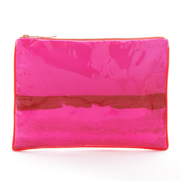 Pink Plastic Coated Tulum Wave Pouch